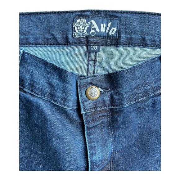 Anlo dark wash flare jeans braided pocket Size 28 - Picture 2 of 8